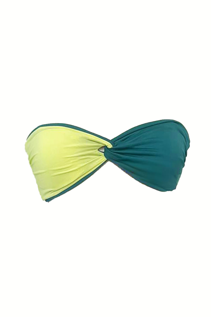 Ultra Wrap Bandeau Bikini Top - Emerald Funk Reversible to Lime
