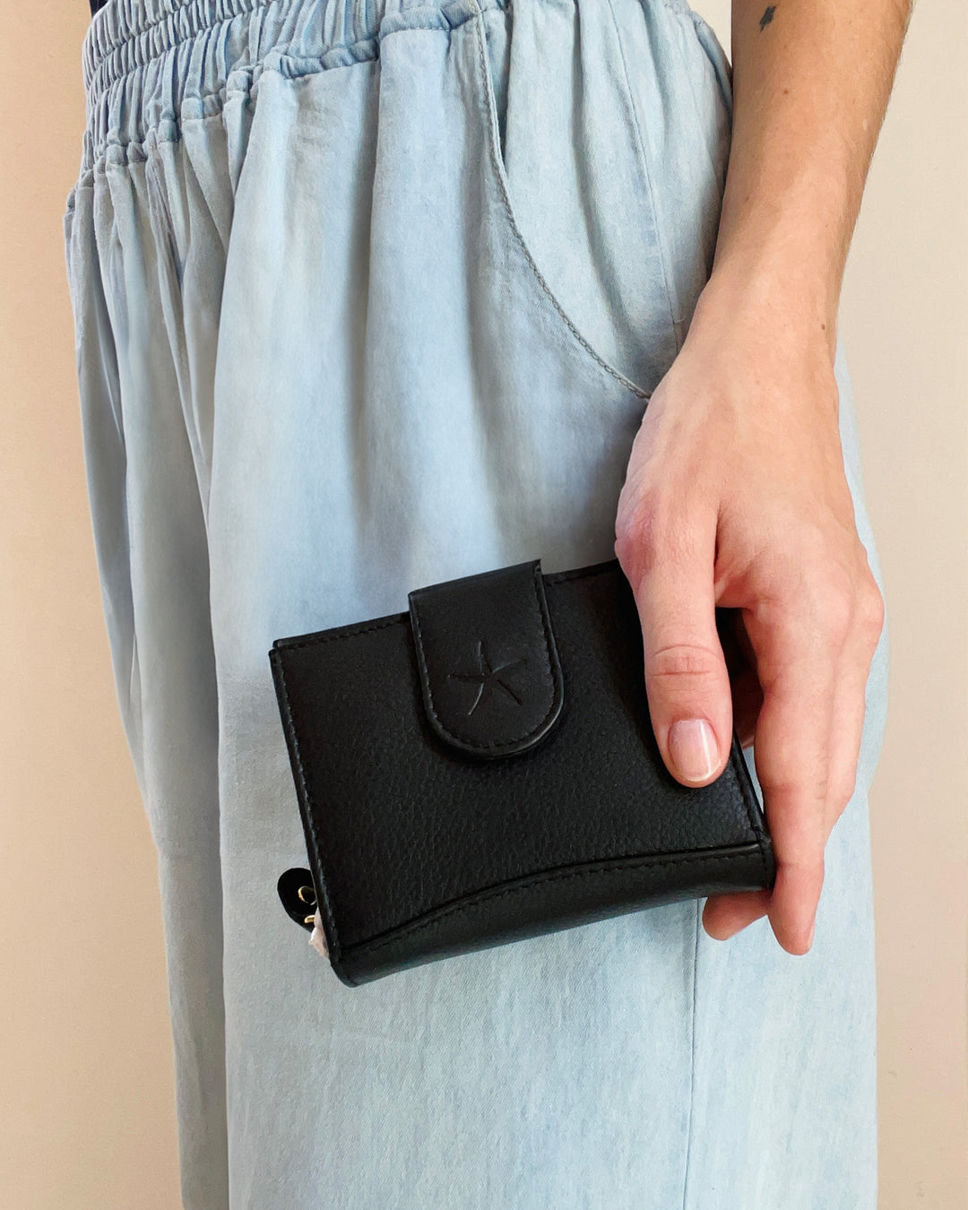 Lory Small Wallet - Black Leather