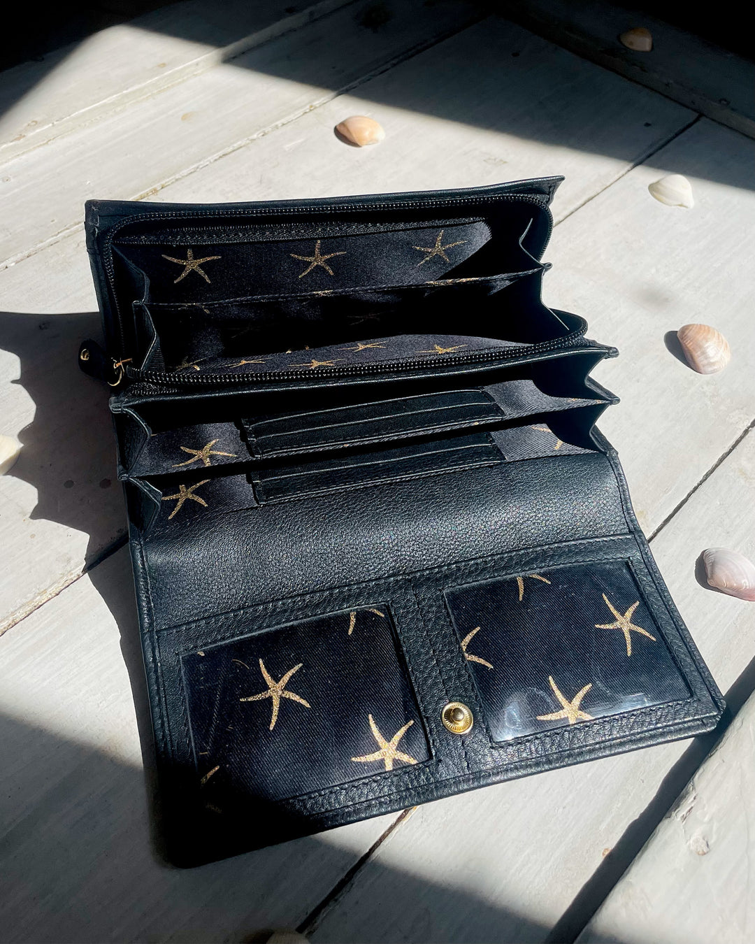 Sophia Large Wallet - Black Leather