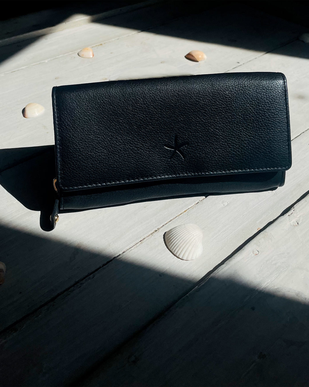 Sophia Large Wallet - Black Leather