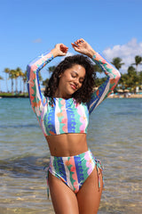 Sea You Blue - Strappy Long Sleeve Top