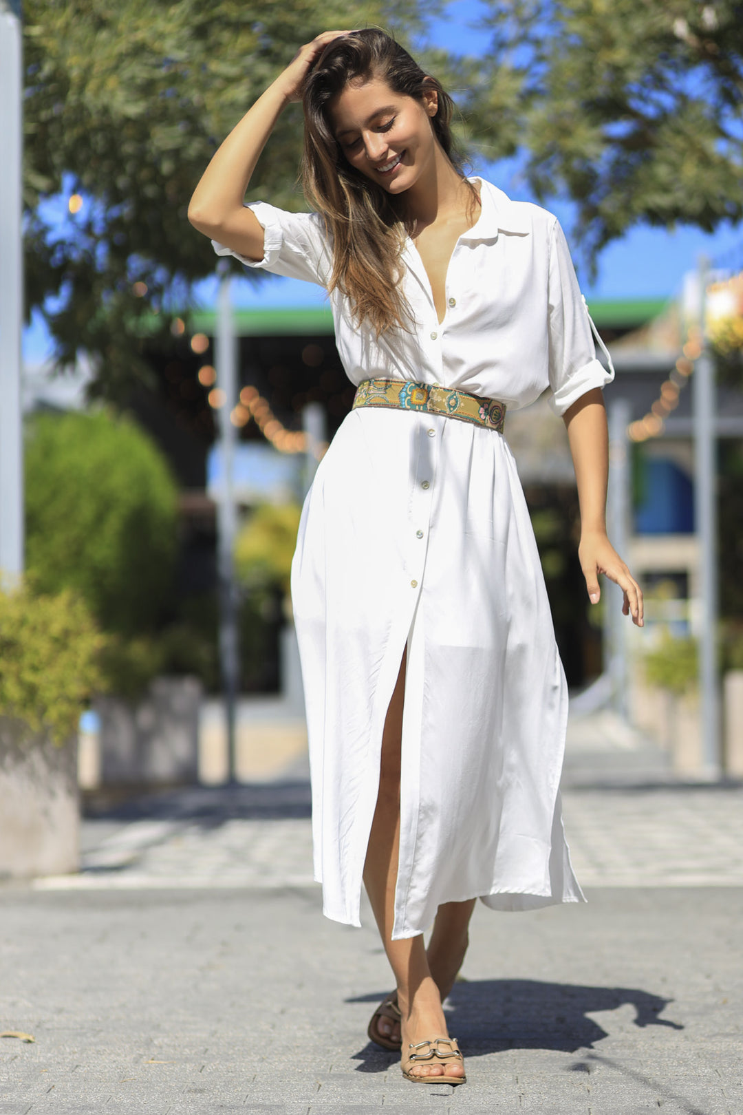 Ultra Shirt Dress - Sand White